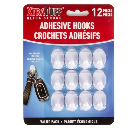 Plastic Hooks Round 12pk Ultra strong Holds up to 1kgs