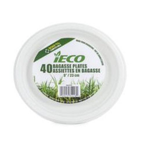BAGASSE PLATE 9 40/PK iECO