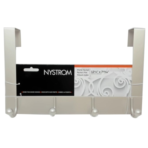 Over The Door 4 Hook Bar Mat Nickel 12.5 x 7-15/16