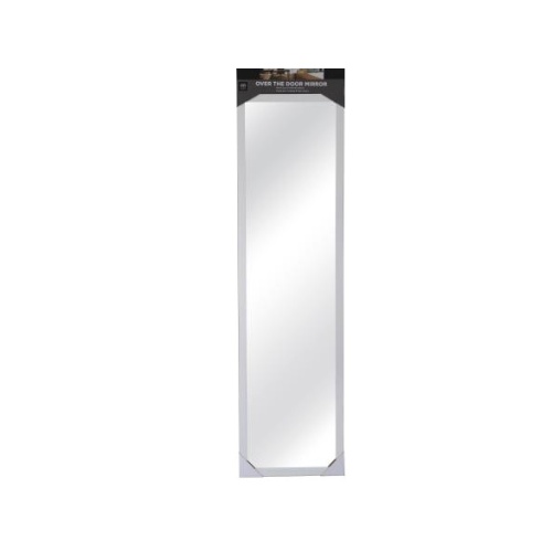 Over the door mirror with hooks, black  12 x 48 inch