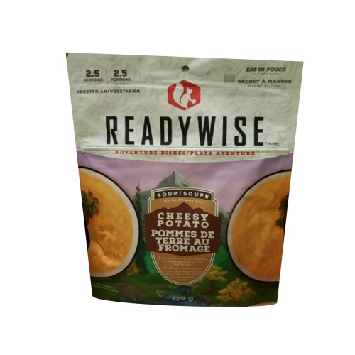 camping food Cheesy Potato 129g. makes 2.5 servings ReadyWise