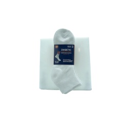 Diabetic Quarter Socks 3pk. White Size 10-13