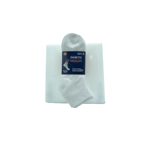 Diabetic Quarter Socks 3pk. White Size 10-13