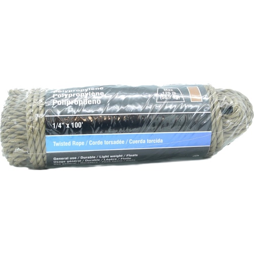 Polypropylene Twisted Rope 1/4 x 100' Brown 125lb. Onward