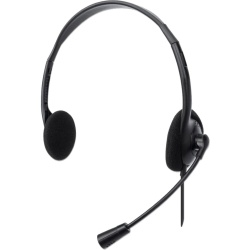 Stereo USB Headset w/Adjustable Headband & Flexible Boom Mic Manhattan