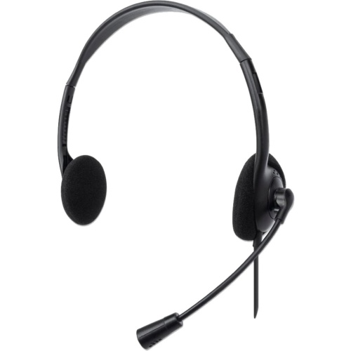 Stereo USB Headset w/Adjustable Headband & Flexible Boom Mic Manhattan