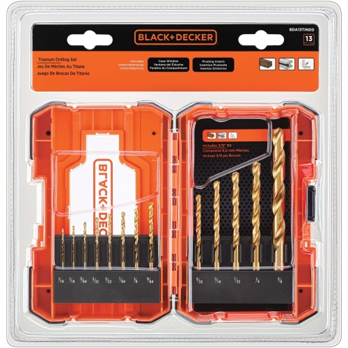 Titanium Drilling Set13pc. W/ Case Black + Decker