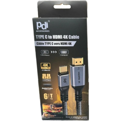 USB C - HDMI 6Ft Cable 4K PDI