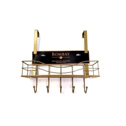 Over The Door Hook 5 Hook Rack W/storage Basket Bombay