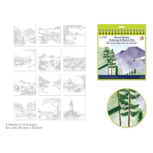 Mixed Media Pad Landscape 24 Sheet 250gsm 8 x 8