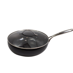 12 Wok w/Lid Black Diamotech"