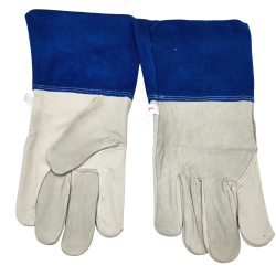 Welding Gloves Cowhide Leather Large Blue Cuff
