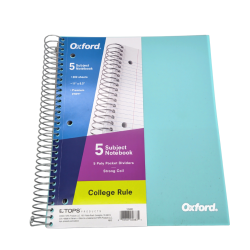 5 Subject Notebook 11 x 8.5" 200 Sheets  Oxford"