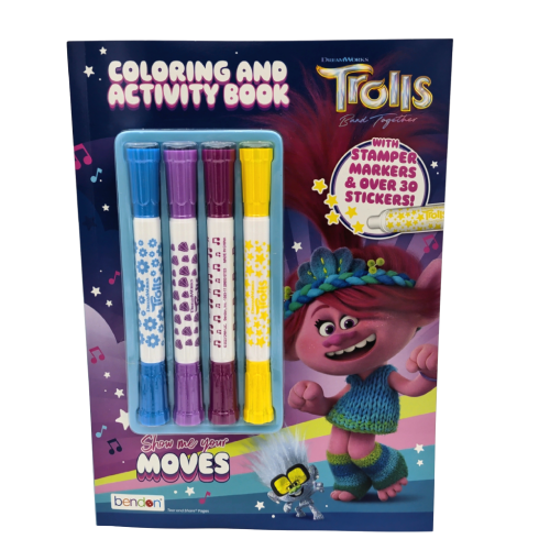 Coloring & Activity Book w/Markers & Stickers Trolls Band Together