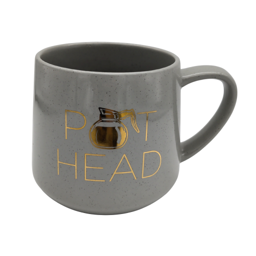 Grey Mug Pot Head Design 12oz.