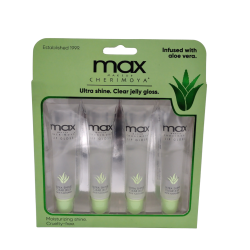 Max Lip Gloss 15mL 4pk. Infused With Aloe Vera Cherimoya