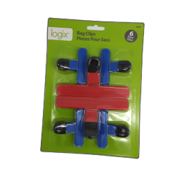 Bag Clips 6pk. Assorted Logix