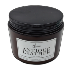 Jar Candle 13oz. Antique Leather True Living Essentials