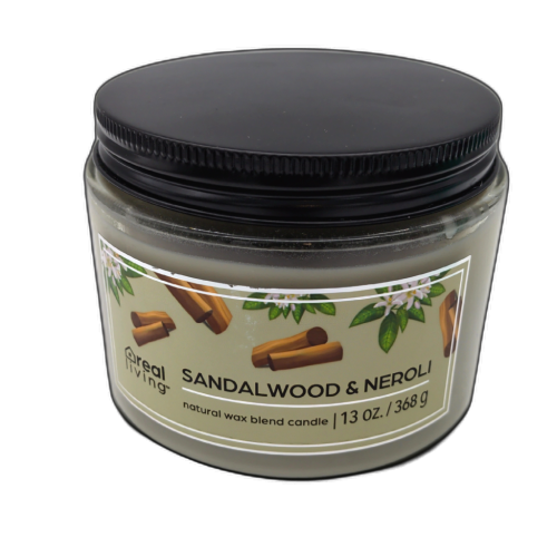 Jar Candle 13oz. Sandalwood & Neroli Natural Wax Blend Real Living