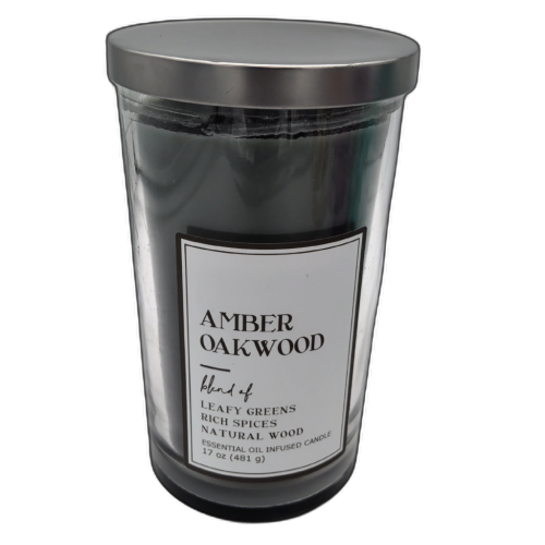 Jar Candle 17oz. Amber Oakwood Essential Oil Infused