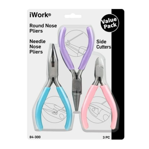 3pc. Pliers Set 4.5 Round Nose, Needle Nose & Side Cutters Iwork