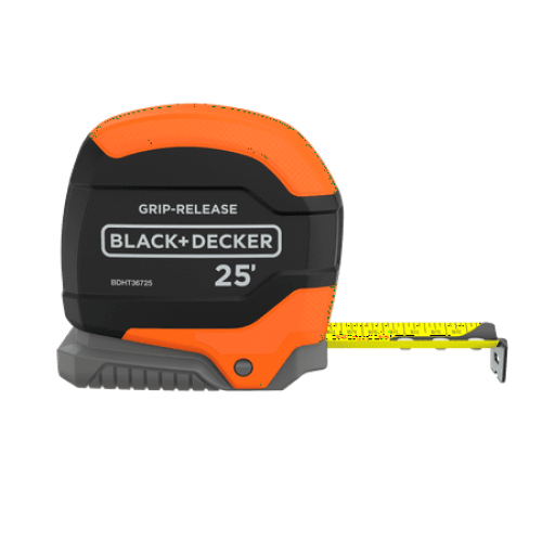 Tape Measure 25' Grip Release Black + Decker