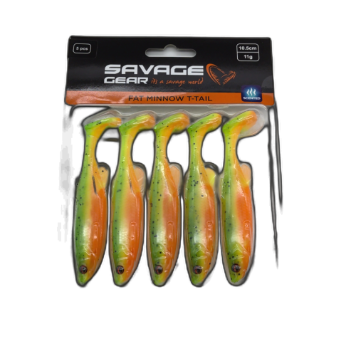 Fat Minnow T-tail 5pk. 10.5cm 11g. Scented Firecracker Savage Gear