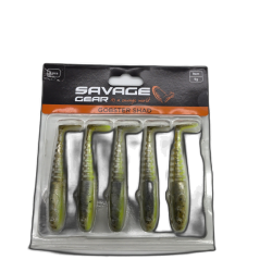Gobster Shad 5pk. 9cm 9g. Green Pearl Yellow Savage Gear