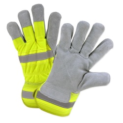 Hi Vis All Purpose Leather Palm Work Gloves Large Medium Duty Westchester