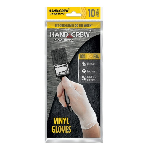 Vinyl Gloves 12pk. Large Hand Crew Pro Paint