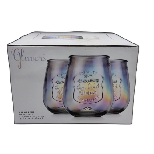 Irridescence Stemless Wine Glasses 4pk. 21fl. Oz. Each Glavers