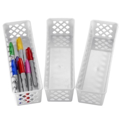 Supply Baskets 3 x 10" 3pk. White Plastic Achieva"