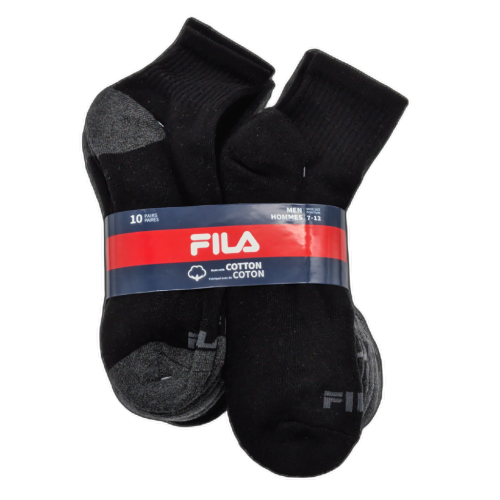 Men's Ankle Socks 10pk. Fila Black/Grey Or White/Grey