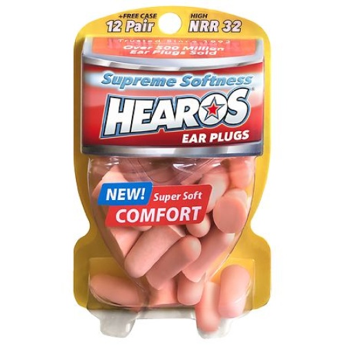 Ear Plugs Nrr 32 12 Pairs + Case Supreme Softness Hearos