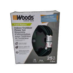 Yard Master Indoor/Outdoor Power Set 5 Outlet Adapter & 25' Extension Cord Woods