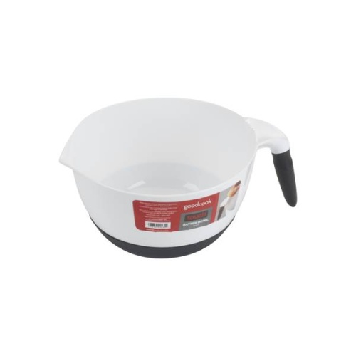 Batter Bowl 2 Quarts White Plastic w/Non Slip Base Goodcook