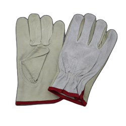 Leather Drivers Glove Small Natural/Red