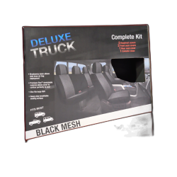 Deluxe Truck Seat Covers Kit Black Mesh Masque