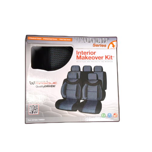 Interior Makeover Kit 5 Headrest Covers, 2 Bucket Seat Covers & 1 Rear Seat Cover Torino Masque