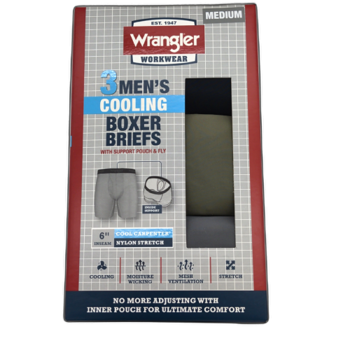 Boxer Briefs 3pk. Medium Wrangler Workwear