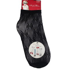 Ladies Lace Socks 3pk. Black Size 9-11 Mariyln Monroe