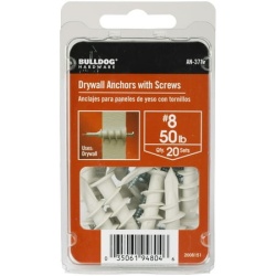 Drywall Anchors W/screws #8 50lb. 20 Sets Bulldog