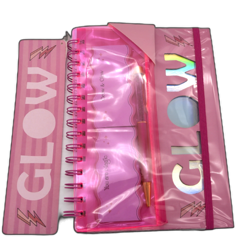 Die Cut Journal Bloom Or Glow W/pen, Sticky Note Pads, Pencil Pouch & Book Mark Greatworks