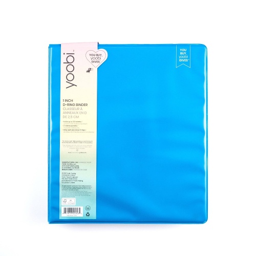 1 D Ring Binder Blue Holds 220 Sheets Yoobi