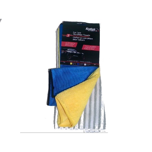 Automotive microfibre cloth pack of 3 - 35x35cm and 30.5x30.5cm Kodiak