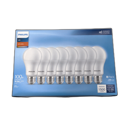 LED Bulb 8pk. 100W Replacement A19 Soft White Philips
