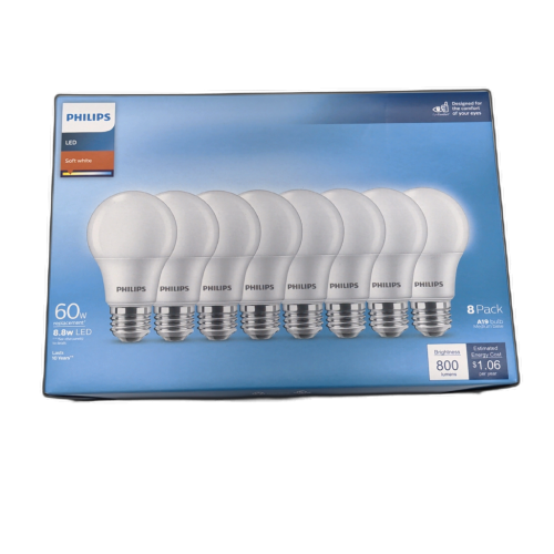 LED Bulb 8pk. 60W Replacement A19 Soft White Philips
