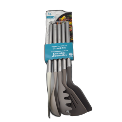 5pc. Stainless Steel & Silicone Utensil Set Taupe Handy Gourmet