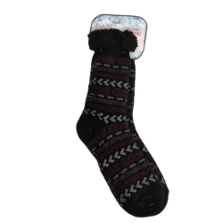 Polar Heat Home Socks Black Burgundy Large