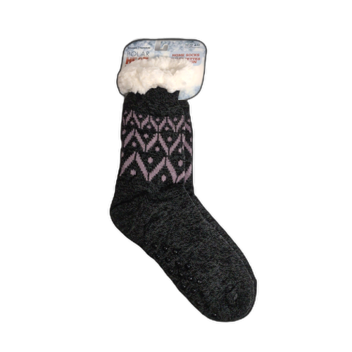 Polar Heat Women's Home Socks Charcoal Mix Purple Size 4-10